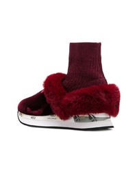 Женские темно-красные замшевые высокие кеды от Premiata