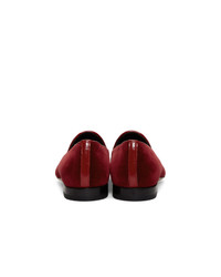 Мужские темно-красные замшевые лоферы от Versace