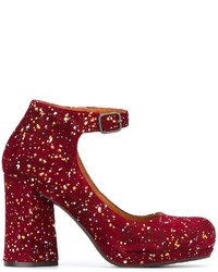 Темно-красные замшевые массивные туфли от Chie Mihara