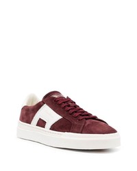 Мужские темно-красные замшевые низкие кеды от Santoni