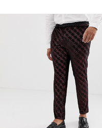 Мужские темно-красные классические брюки с принтом от ASOS DESIGN