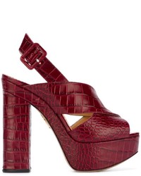 Темно-красные кожаные босоножки на каблуке от Charlotte Olympia