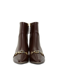 Темно-красные кожаные ботильоны от Gucci