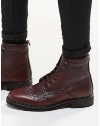 Темно-красные кожаные ботинки броги от Asos