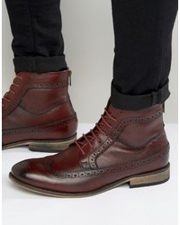 Темно-красные кожаные ботинки броги от Asos