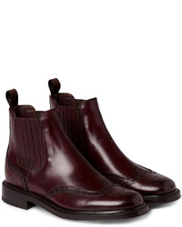 Темно-красные кожаные ботинки броги от Brioni