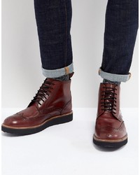 Темно-красные кожаные ботинки броги от Dead Vintage