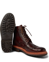 Темно-красные кожаные ботинки броги от Grenson