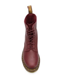 Женские темно-красные кожаные ботинки на шнуровке от Dr. Martens