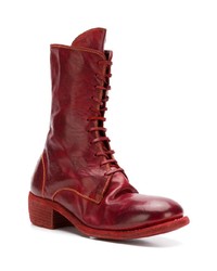 Женские темно-красные кожаные ботинки на шнуровке от Guidi