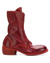 Женские темно-красные кожаные ботинки на шнуровке от Guidi