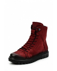 Женские темно-красные кожаные ботинки на шнуровке от Hammerjack