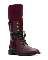 Женские темно-красные кожаные ботинки на шнуровке от Stuart Weitzman