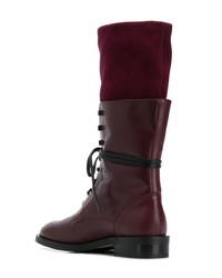 Женские темно-красные кожаные ботинки на шнуровке от Stuart Weitzman