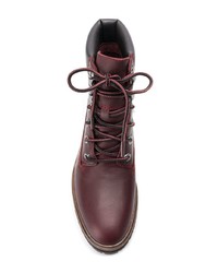 Женские темно-красные кожаные ботинки на шнуровке от Timberland