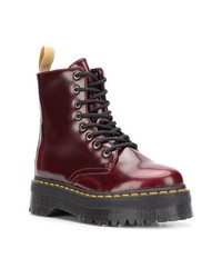 Женские темно-красные кожаные ботинки на шнуровке от Dr. Martens