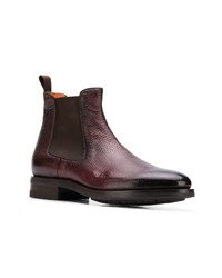 Мужские темно-красные кожаные ботинки челси от Santoni