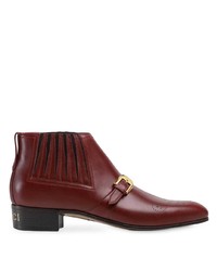 Мужские темно-красные кожаные ботинки челси от Gucci