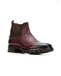 Мужские темно-красные кожаные ботинки челси от Santoni