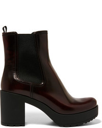 Женские темно-красные кожаные ботинки челси от Prada