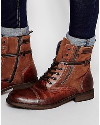 Мужские темно-красные кожаные ботинки от Aldo