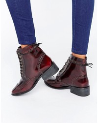 Женские темно-красные кожаные ботинки от Asos