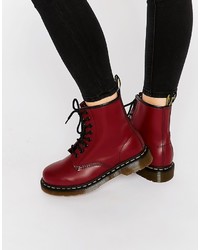 Женские темно-красные кожаные ботинки от Dr. Martens