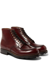 Мужские темно-красные кожаные ботинки от Prada