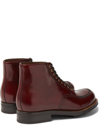 Мужские темно-красные кожаные ботинки от Prada