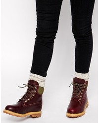 Женские темно-красные кожаные ботинки от Timberland