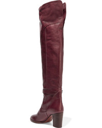Темно-красные кожаные ботфорты от Chloé