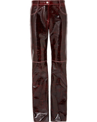 Темно-красные кожаные брюки-галифе