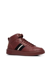 Мужские темно-красные кожаные высокие кеды от Bally