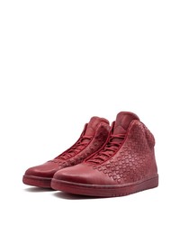 Мужские темно-красные кожаные высокие кеды от Jordan