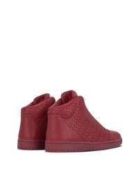 Мужские темно-красные кожаные высокие кеды от Jordan