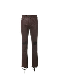 Женские темно-красные кожаные джинсы от Marcelo Burlon County of Milan