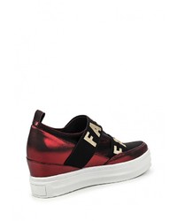 Темно-красные кожаные кроссовки на танкетке от Elsi