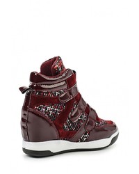 Темно-красные кожаные кроссовки на танкетке от Malien