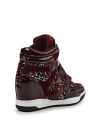 Темно-красные кожаные кроссовки на танкетке от Malien