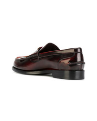 Мужские темно-красные кожаные лоферы c бахромой от Burberry