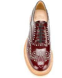 Женские темно-красные кожаные лоферы с шипами от Church's