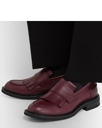 Мужские темно-красные кожаные лоферы от Bottega Veneta
