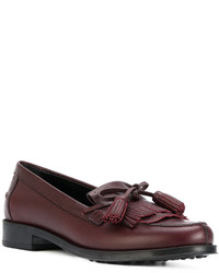 Женские темно-красные кожаные лоферы от Tod's