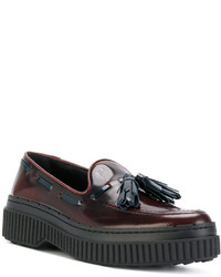 Женские темно-красные кожаные лоферы от Tod's