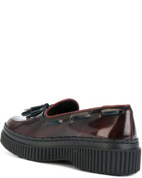 Женские темно-красные кожаные лоферы от Tod's