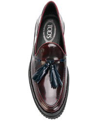 Женские темно-красные кожаные лоферы от Tod's