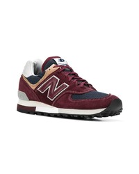 Мужские темно-красные кожаные низкие кеды от New Balance