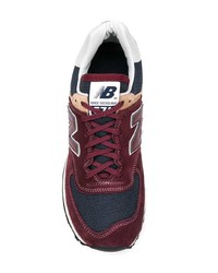 Мужские темно-красные кожаные низкие кеды от New Balance