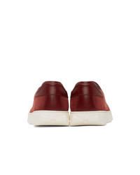 Мужские темно-красные кожаные низкие кеды от Salvatore Ferragamo