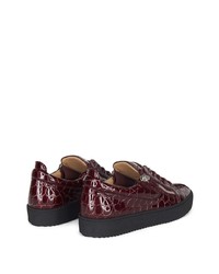 Мужские темно-красные кожаные низкие кеды от Giuseppe Zanotti